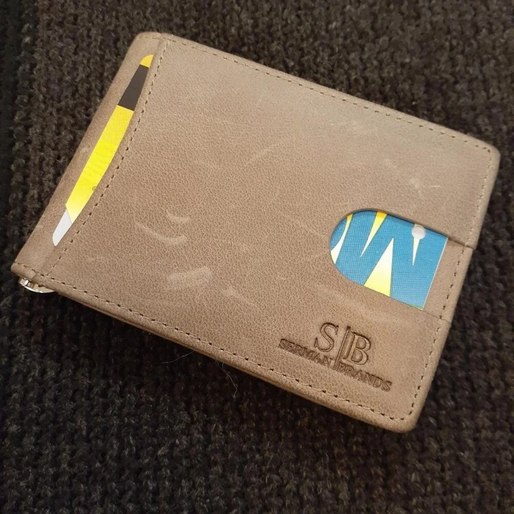 RFID Blocking Slim Bifold Genuine Leather Minimalist Front Pocket Wallet for Men